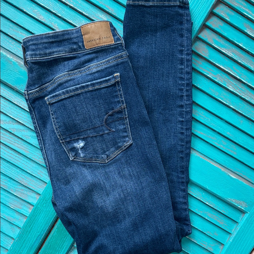 American eagle outfitters size 8 skinny jeans dark wash gently used - Picture 9 of 9